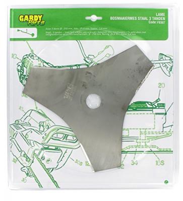 CENTRALE BRICO Lame acier 3 dents &eacute;vid&eacute;es pour d&eacute;broussailleuse, dimensions coupe: 255mm