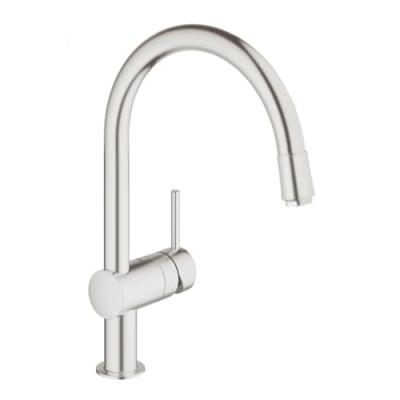 GROHE Mitigeur &eacute;vier avec bec mousse acier supersteel minta 32918dc0 