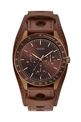 GUESS  Hommes Analogique Quartz Montre avec Bracelet en Cuir W1100G3