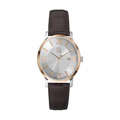 GC Guess X60019G1S&nbsp;&ndash;&nbsp;Montre de Poignet pour Homme, Bracelet en Cuir Marron