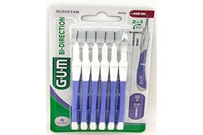 GUM  Brossette Interdentaire Bi-Direction 0,6mm Bleu Lavande 6 unit&eacute;s