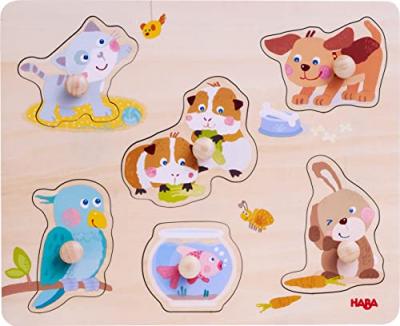 HABA  - Puzzle Animaux domestiques - 6 pi&egrave;ce de puzzle en bois - 12 mois et plus - 306541