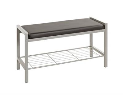 Banc de rangement chaussures Enja 80x48x32 cm aluminium et noir