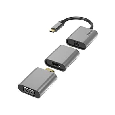 HAMA  00200306 c&acirc;ble vid&eacute;o et Adaptateur 0,15 m USB Type-C Mini DisplayPort/HDMI/VGA Gris