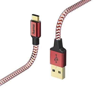 HAMA  ""Reflective"" C&acirc;ble USB USB-C (M) pour USB (M) USB 2.0 1.5 m rouge