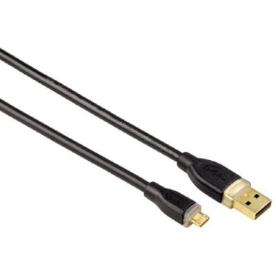 HAMA C&acirc;ble usb a m&acirc;le - micro usb m&acirc;le, 2.0, plaqu&eacute; or, blind&eacute;, 0,75m, noir
