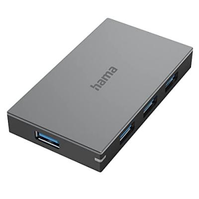 HAMA Hub usb, 4 ports, usb 3.0, 5 gbit/s, chrge rap., av. Cble et blc sect.