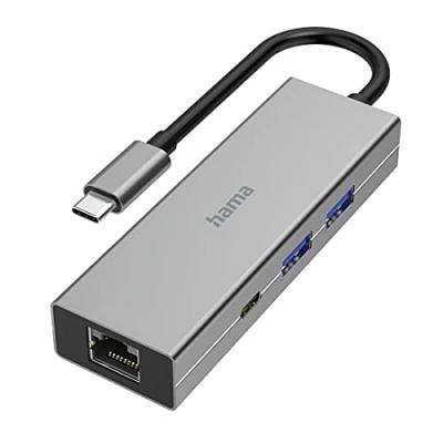 HAMA Hub USB-C, multiport, 4 ports, 2 USB-A, USB-C, LAN/Ethernet - Neuf