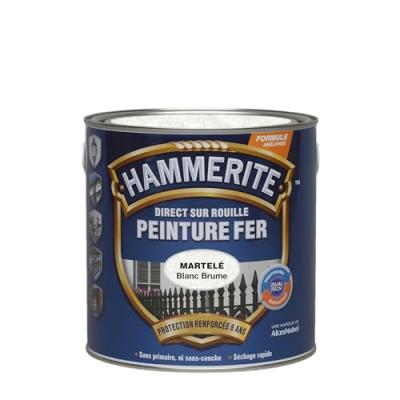 HAMMERITE Peinture m&eacute;tal direct sur rouille  martel&eacute; blanc brume 2 5L
