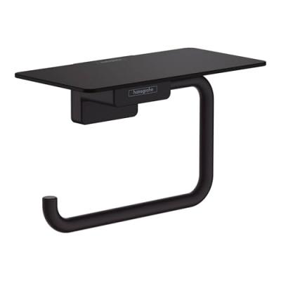 HANSGROHE AddStoris Porte-papier WC mural avec tablette, Noir mat (41772670)