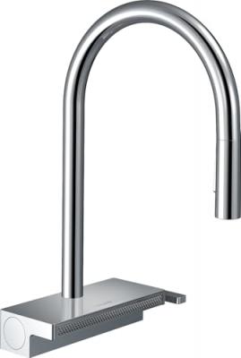 HANSGROHE Cuisine aquno select m81 3 jets avec douchette extractible + passoire, chrom&eacute;