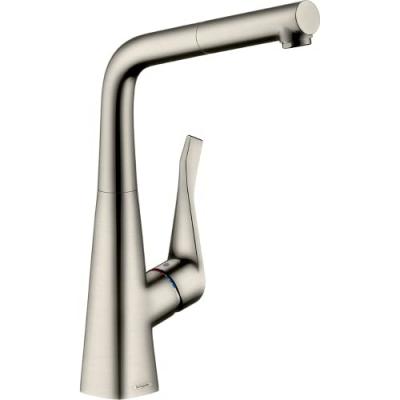 HANSGROHE Robinet mitigeur de cuisine avec bec extractible et 1 jet Metris M71 acier 