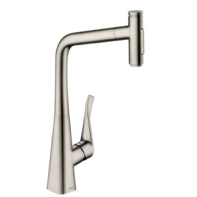 HANSGROHE Mitigeur de cuisine 320, avec douchette extractible 2 jets, sBox aspect acier inox 