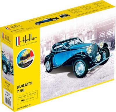 HELLER Maquette  STARTER KIT (Kit de d&eacute;marrage) Bugatti T 50- 1/24 - M