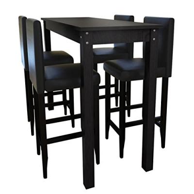 Lot de 4 tabourets de bar avec table haute noir helloshop26 1202004