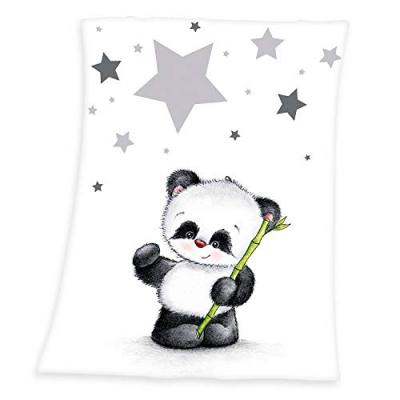 HERDING Baby Best Panda Couverture - 100% polyester - Berceau (75x100 cm) - Blanc