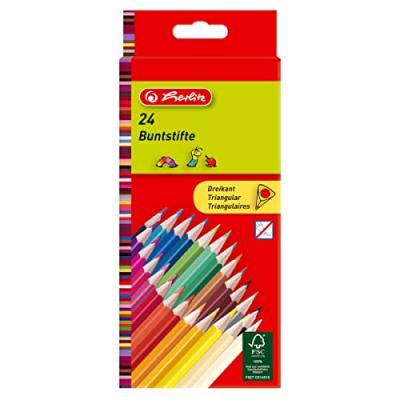 HERLITZ  10412039 Pack de 24 Crayons de couleur triangulaires