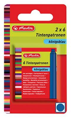 HERLITZ Cartouche D'encre Courte, Bleu Royal, 12 Pi&egrave;ces