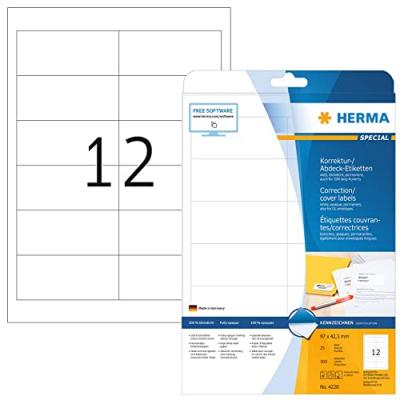 HERMA  4228 &Eacute;tiquettes correction/couverte 97 x 42,3 A4 Blanc
