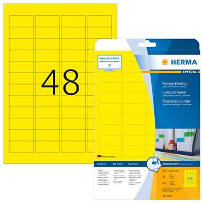 HERMA  4366 &Eacute;tiquettes 45,7 x 21,2 A4 960 pi&egrave;ces Jaune