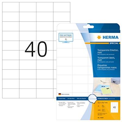 HERMA  4684 &Eacute;tiquettes en plastique A4 52,5 x 29,7 mm 1000 pi&egrave;ces Transparent