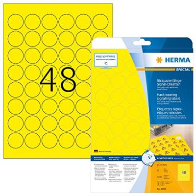 HERMA  signal-etiketten a4 30 mm gelb folie 1200 st 8034