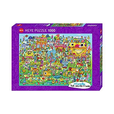 HEYE - Puzzle, Doodle Village 1000 Teile, Argent (Silver)