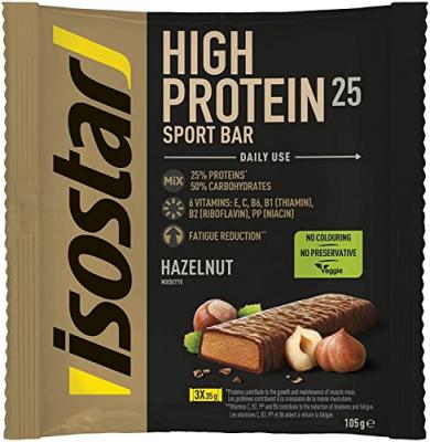 ISOSTAR  High Protein 25 Sport Barre Prot&eacute;in&eacute;e Noisette 3 unit&eacute;s