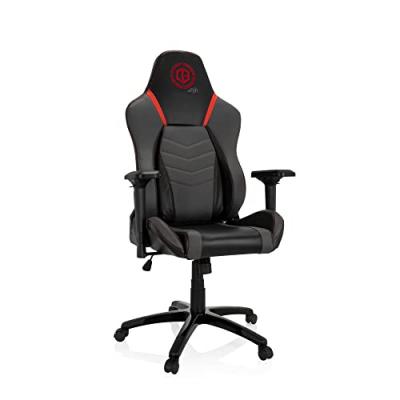 HJH OFFICE Chaise de Gaming / Chaise de bureau GAMEBREAKER POLARYS I Similicuir gris/rouge