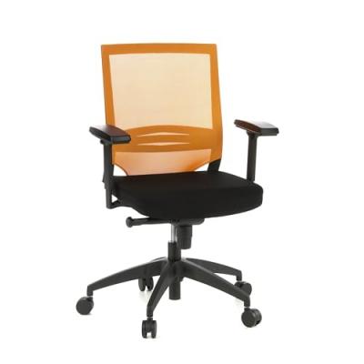 Si&egrave;ge de bureau / Fauteuil de direction PORTO BASE, assise tissu / dossier maille noir / orange