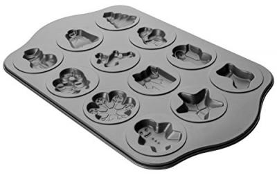 IBILI  828400 Plaque &agrave; 12 Biscuits, Acier, Noir, 43 x 28 x 2 cm