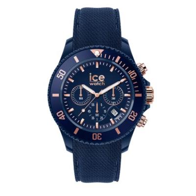 ICE WATCH Montre ICE chrono Dark blue Rose Gold avec bracelet en silicone