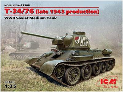  T-34/76 Late 1943 Production Wwii Soviet Medium Tank- 1:35e - Icm