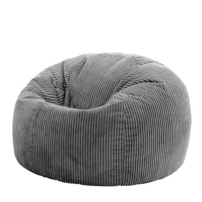 ICON Pouf velours c&ocirc;tel&eacute; gris anthracite