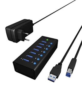 ICY BOX Raidsonic Usb A 3.0 Hub 7 Ports With Power Noir