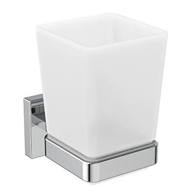 IDEAL STANDARD Porte-brosse &agrave; dents en verre mural couleur chrom&eacute; brillant et translucide 