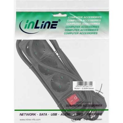 INLINE  16435S Multiprise 3 Prises avec Contact de Protection et Interrupteur Noir 5 m