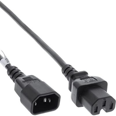 INLINE - Rallonge de c&acirc;ble d'alimentation - IEC 60320 C14 droit pour IEC 60320 C15 droit - 1.8 m - noir 