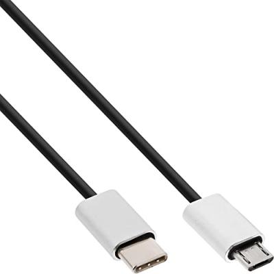 INLINE C&acirc;ble usb 2.0 &reg;, fiche de type c &agrave; fiche micro-b, noir / alu, flexible, 0,5 m