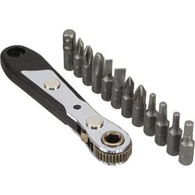 INLINE Ensemble d'outils de poche avec mini cl&eacute; &agrave; cliquet + jeu d'embouts 12pcs.