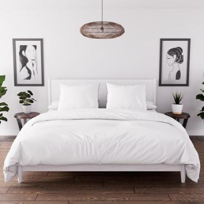 SOLEIL D OCRE Parure de lit unie Boh&egrave;me blanc 260x240 cm - Blanc - Soleil d'Ocre