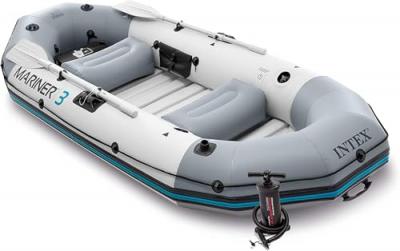 INTEX Kit bateau gonflable 3 places Mariner 3 avec rames et gonfleur -