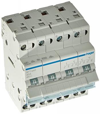 HAGER Inverseur modulaire 2 p&ocirc;les 40A, point commun amont, I-0-II (SFT440)