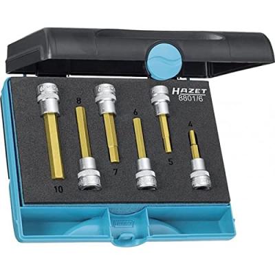HAZET Jeu de douilles males/carr&eacute; creux 10 mm/profil a 6 pans int&eacute;rieurs/nombre d'outils 6 