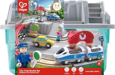 HAPE Set de train urbain dans bo&icirc;te de rangement