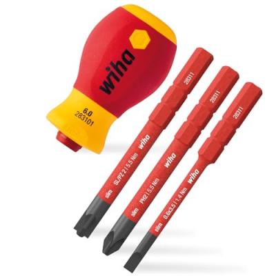 WIHA Tournevis porte-embout stubby + slimvario + 3 embouts slim
