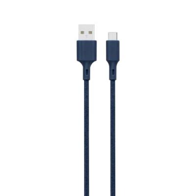 JUST GREEN C&acirc;ble Recyclable en coton USB A/micro USB 2 m Bleu  - Neuf