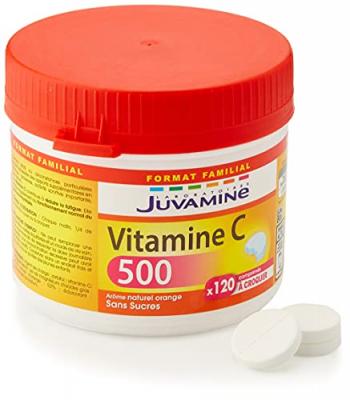 JUVAMINE  - Vitamine C500 - Maxi Format - 120 Comprim&eacute;s &agrave; croquer