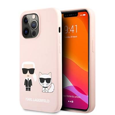 KARL LAGERFELD  Slilicone Karl & Choupette - Coque iPhone 13 Pro (Rose)