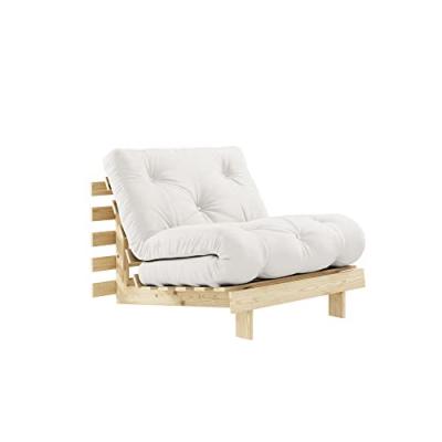 KARUP Roots - Fauteuil convertible 90x200cm en bois naturel et tissu